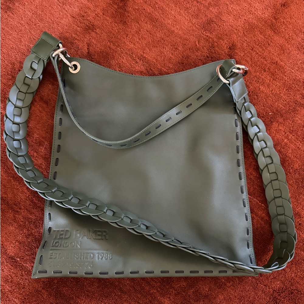 Ted Baker London Olive Green Running Stitch Crossbody